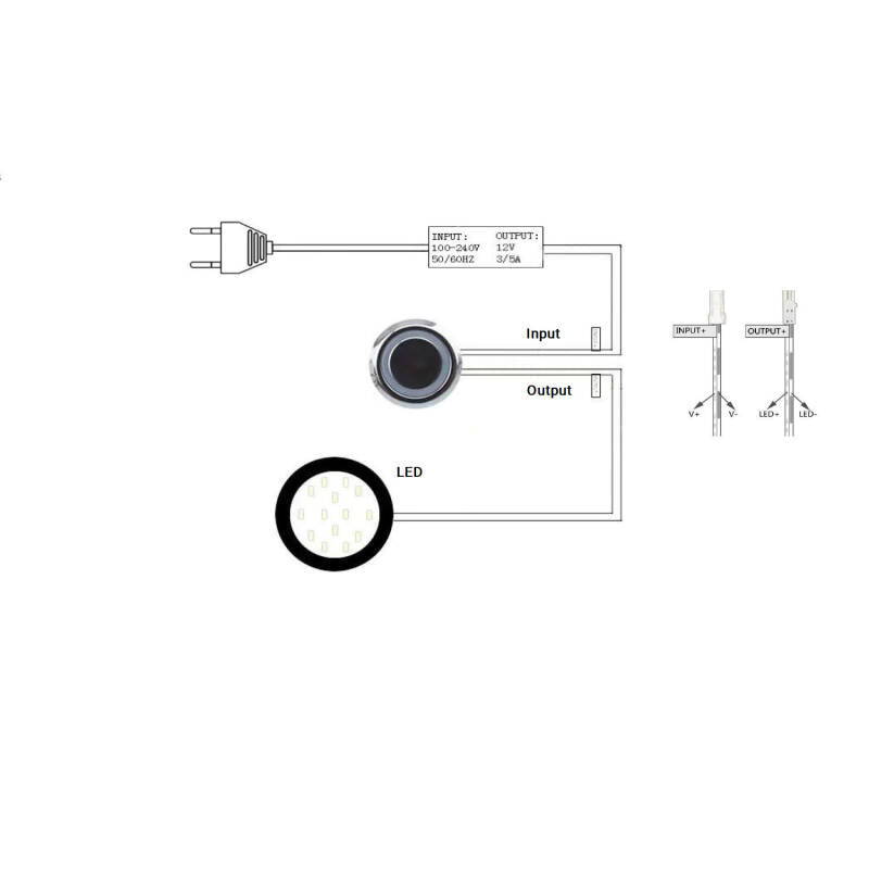 Mini Interruptor Tátil Regulável Encastrável para Fita LED 12/24V DC