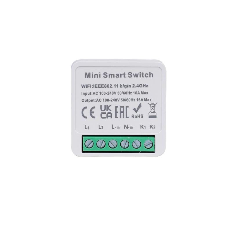 Mini Interruptor WiFi Compatível com Interruptor Convencional 2 Canais