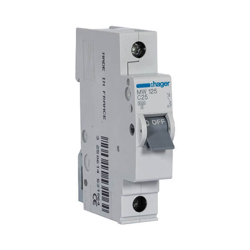Produtos Disjuntor 1P 25A C 3kA MW125 Hager