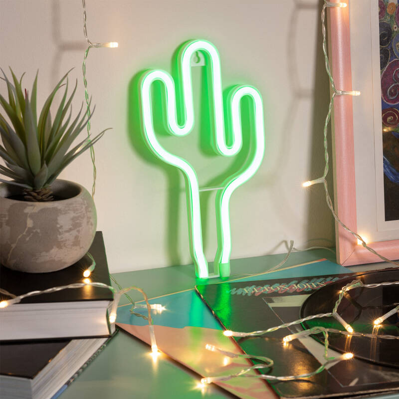 Neon LED Cactus com Bateria