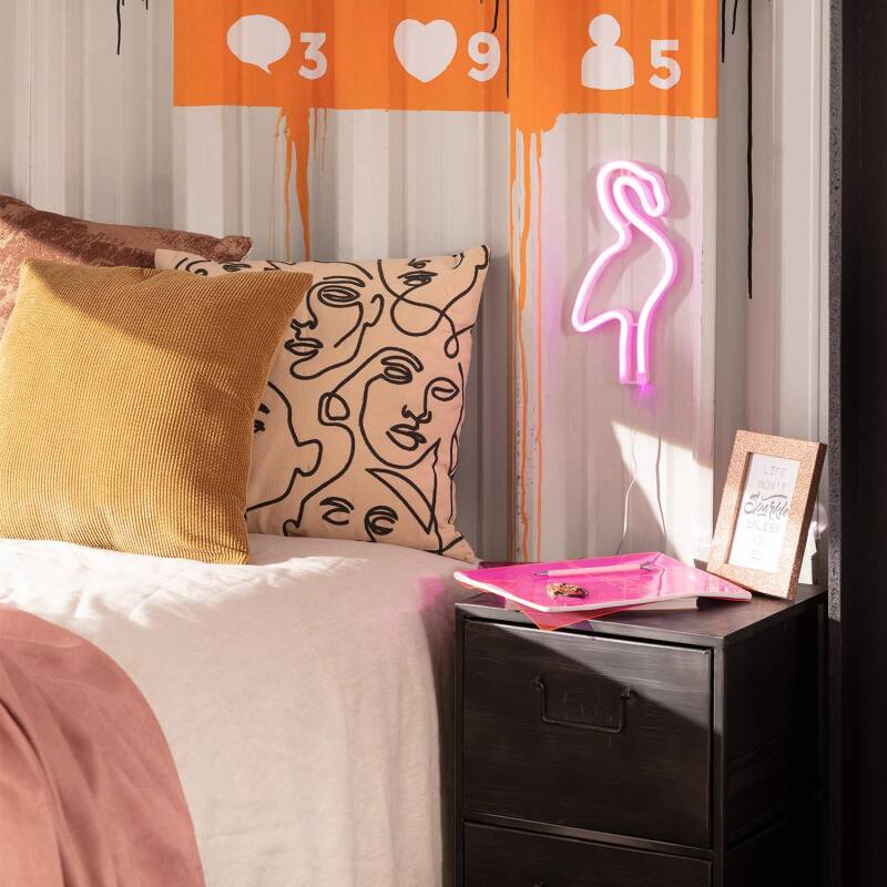 Neon LED Flamingo com Bateria