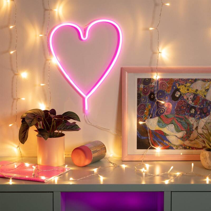 Neon LED Heart com Bateria