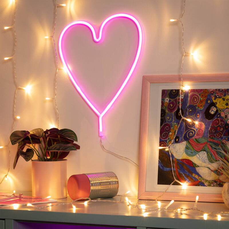 Neon LED Heart com Bateria