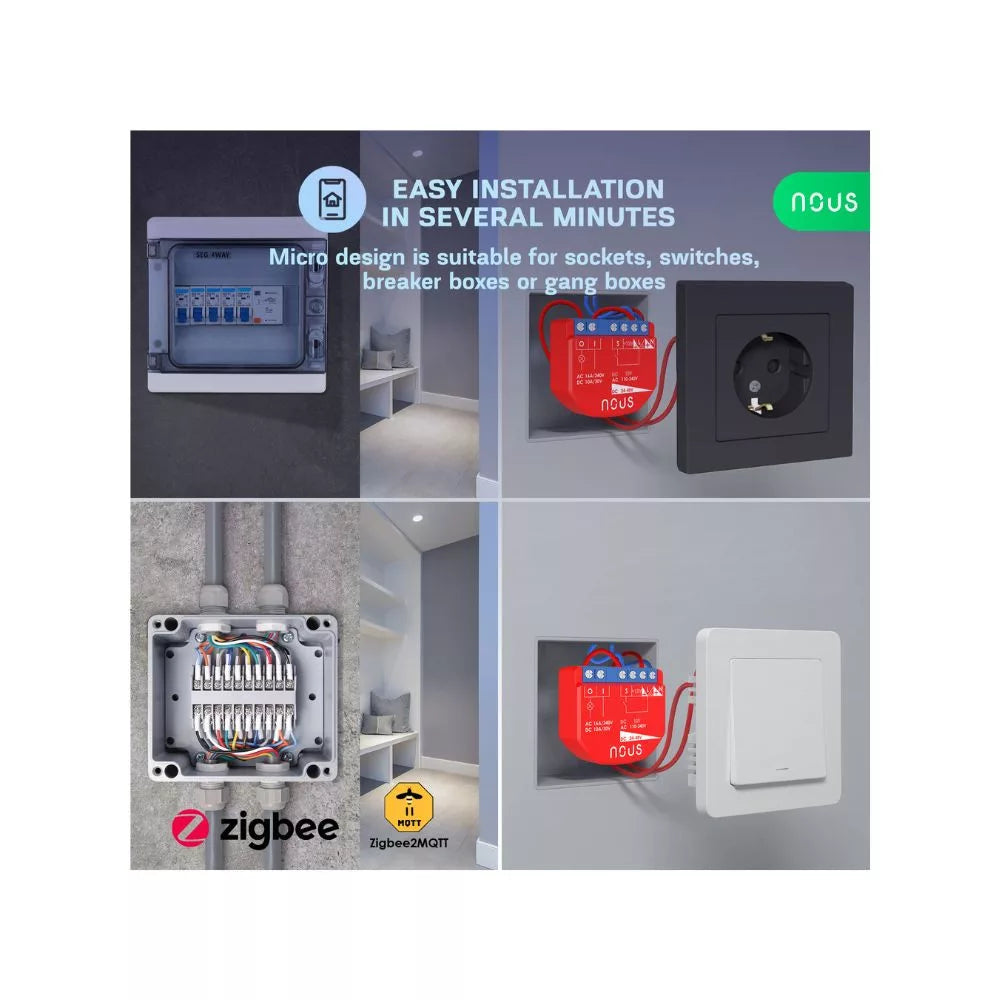 Nous B1Z smart Tuya Zigbee mini relay module, com switch input, 1-gang