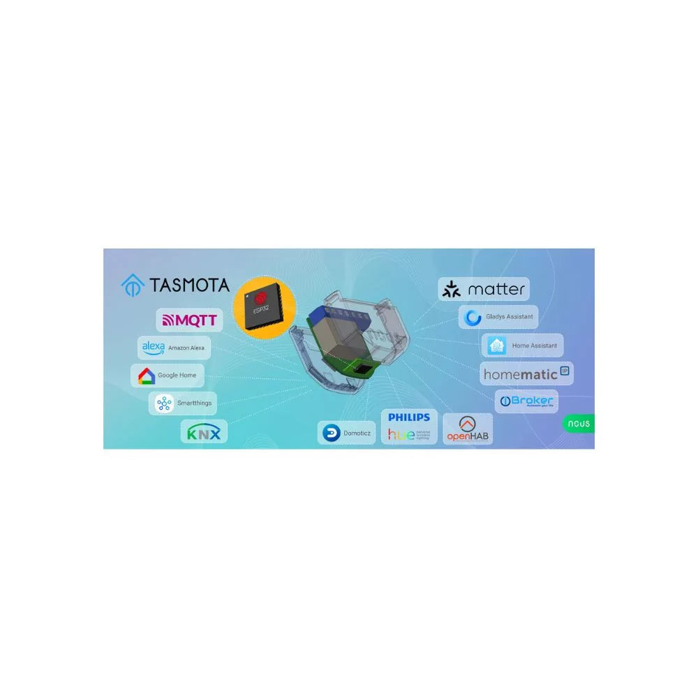 Nous B2T smart Wi-Fi 1-gang mini relay module com power meter (Tasmota firmware, Matter compatible)