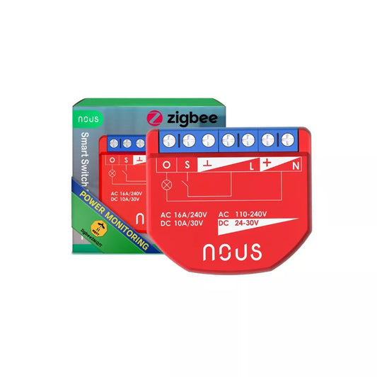 Nous B2Z smart Tuya Zigbee mini relay module, com power meter and switch input, 1-gang