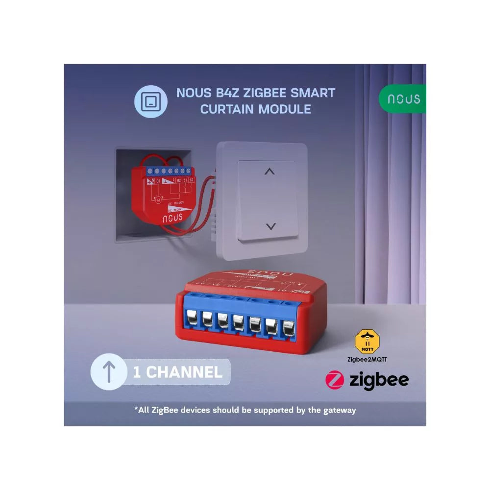 Nous B4Z smart Tuya Zigbee mini roller shutter controller relay module com switch input