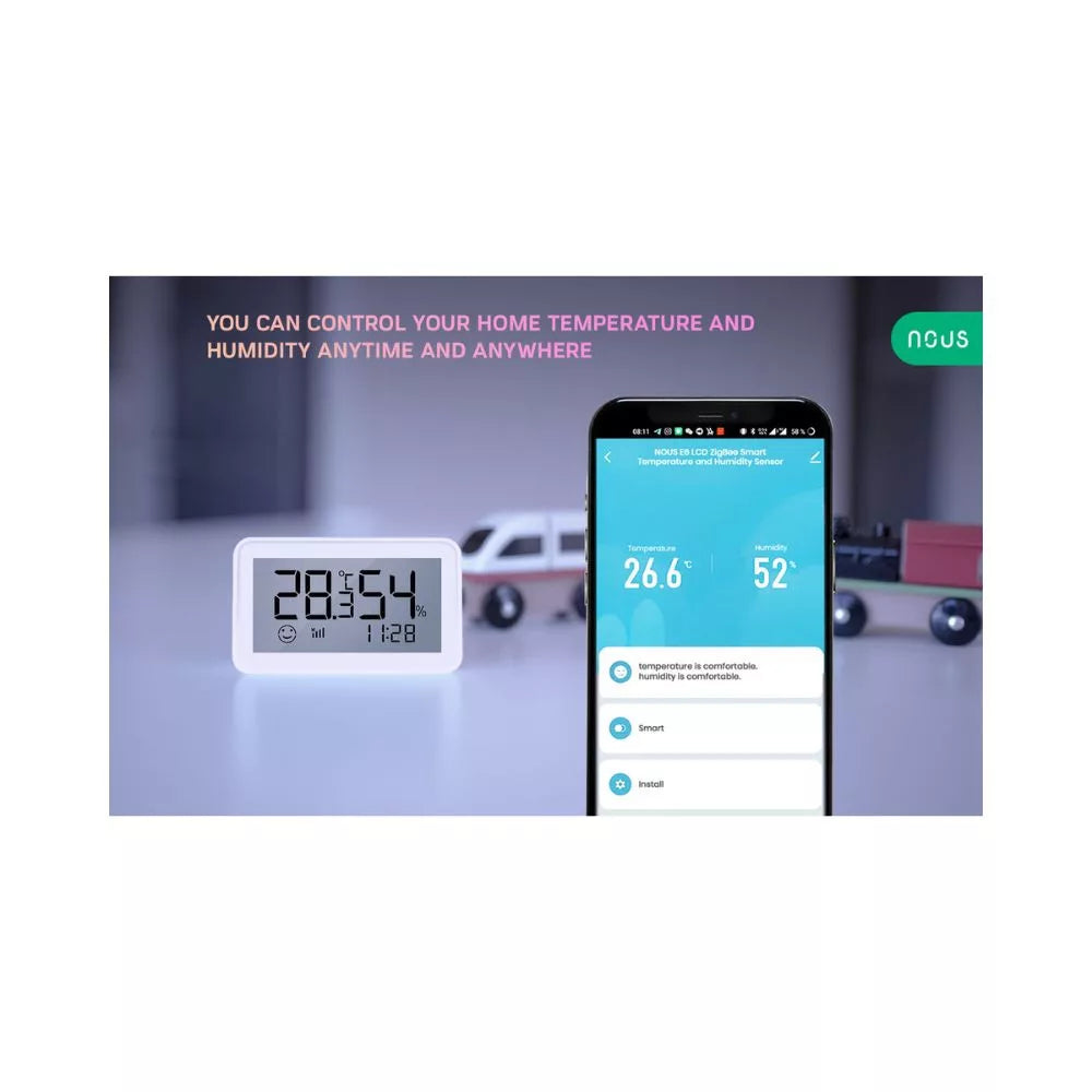 Nous E6 smart Tuya Zigbee wireless temperature and humidity sensor com LCD display