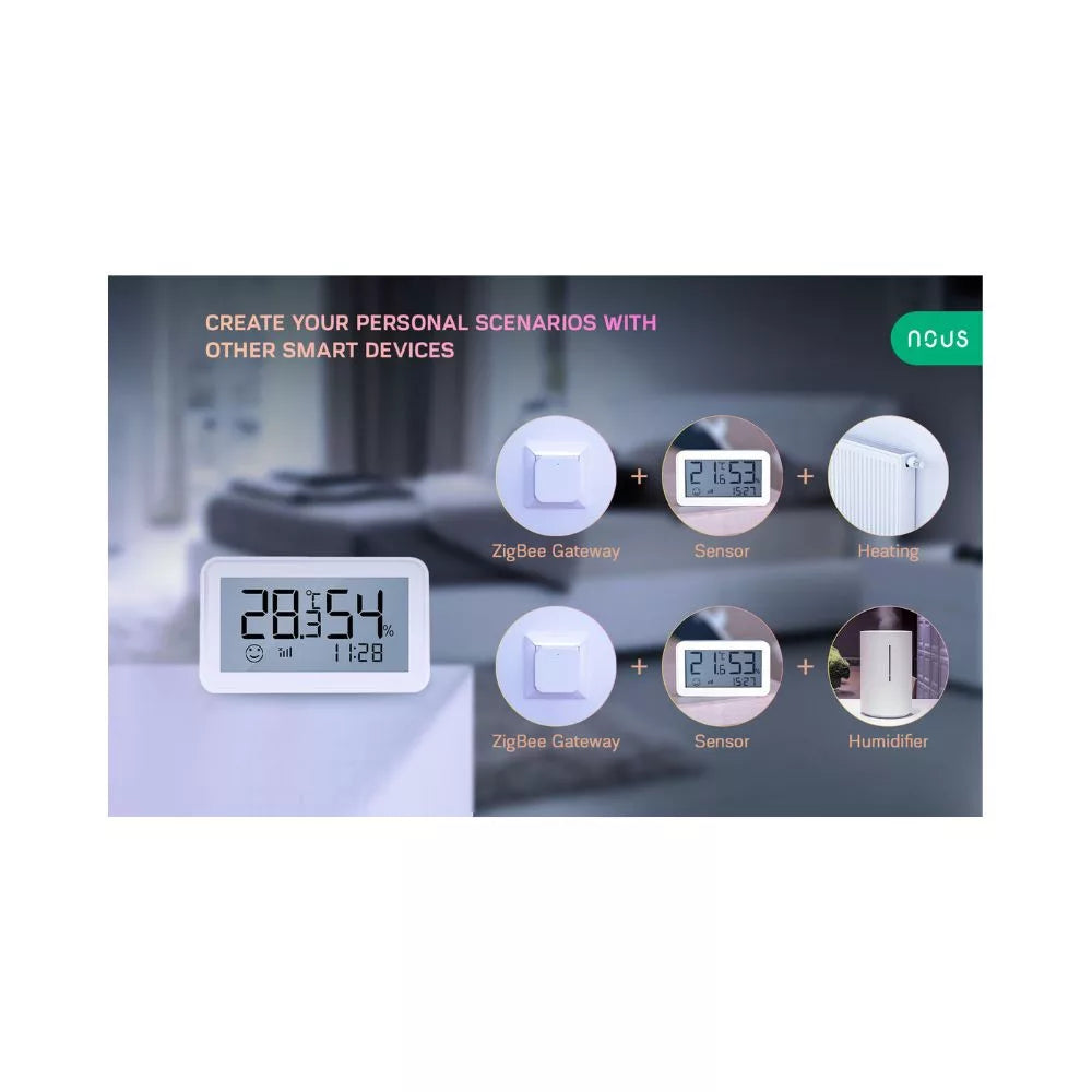 Nous E6 smart Tuya Zigbee wireless temperature and humidity sensor com LCD display