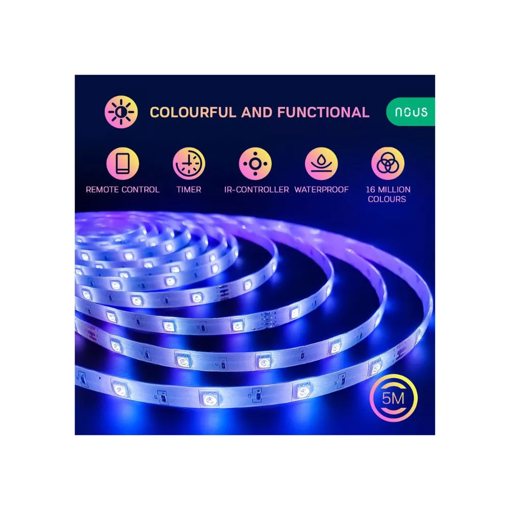 Nous F1 smart Tuya Wi-Fi RGB LED fita, 5 meters