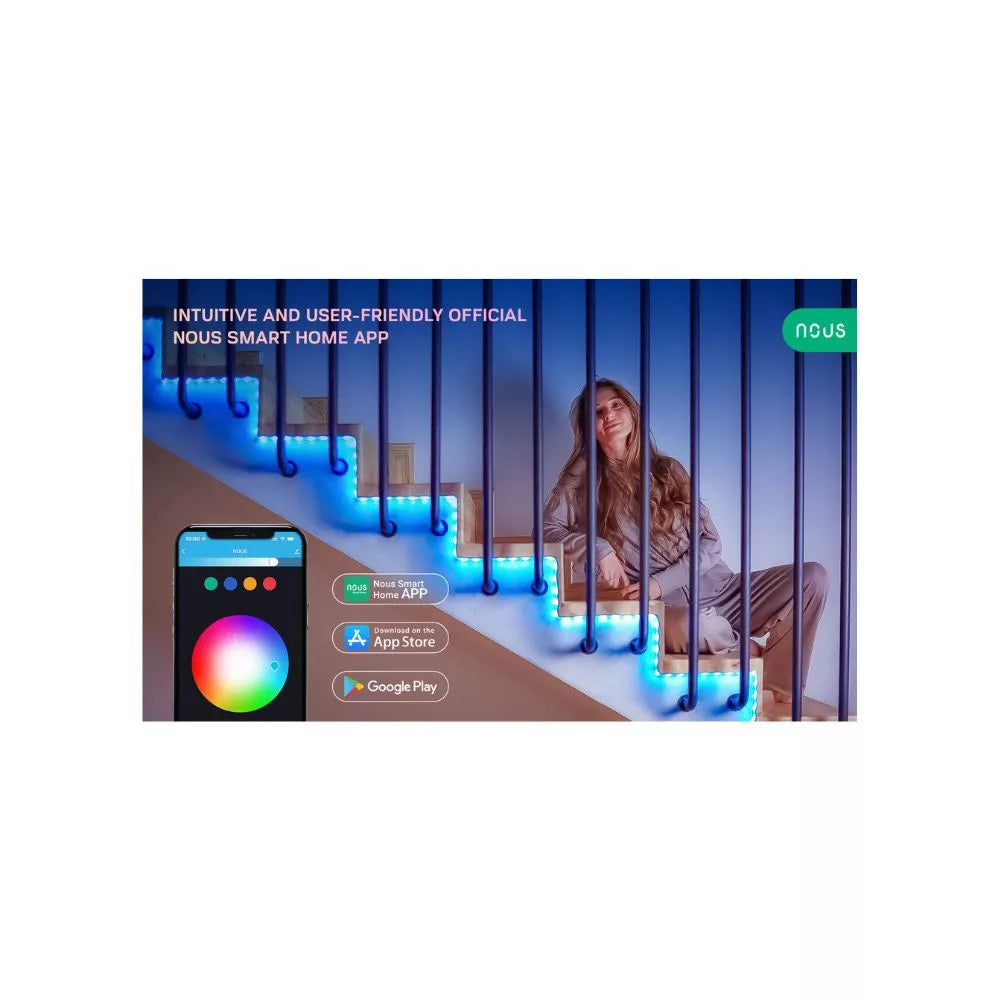 Nous F1 smart Tuya Wi-Fi RGB LED fita, 5 meters