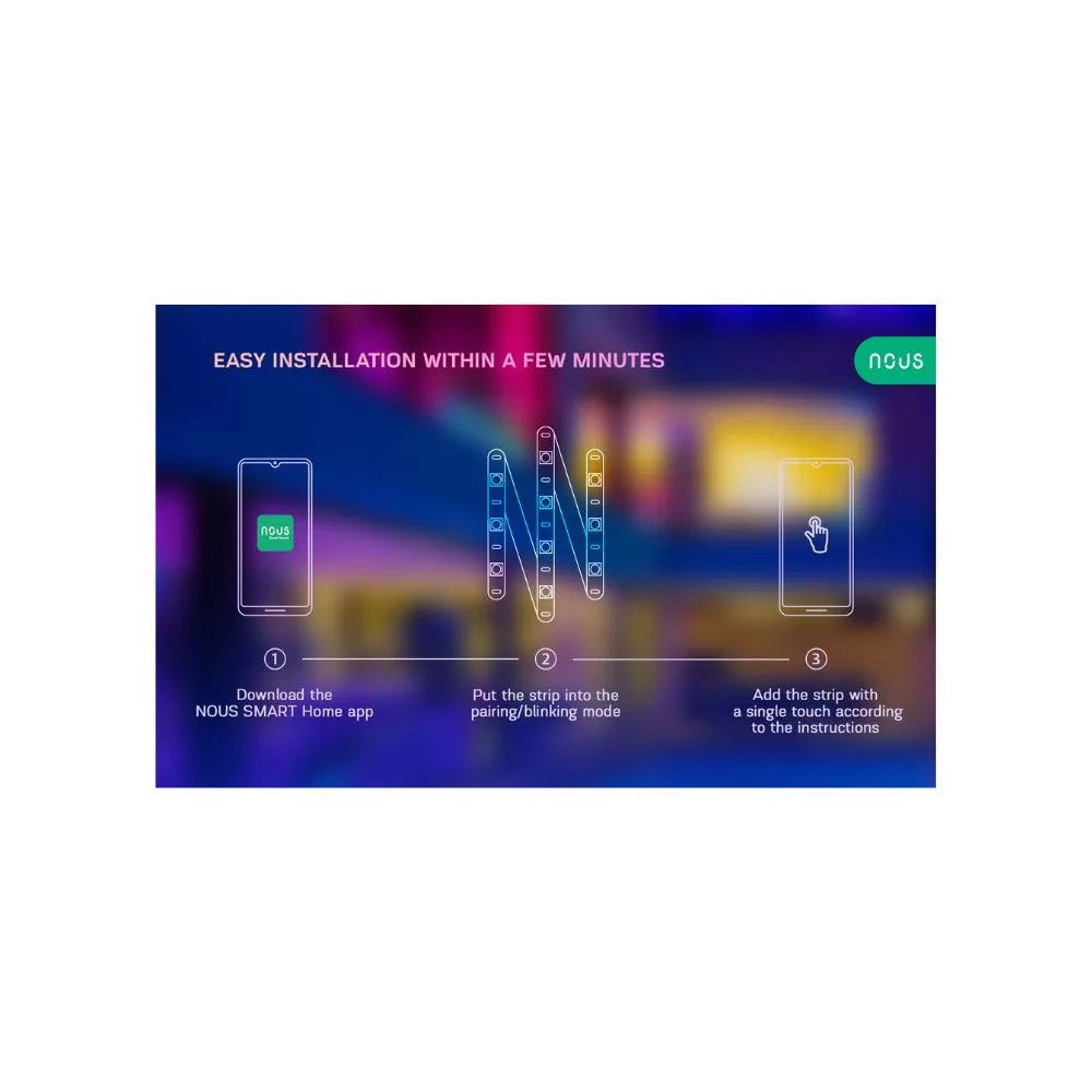 Nous F1 smart Tuya Wi-Fi RGB LED fita, 5 meters