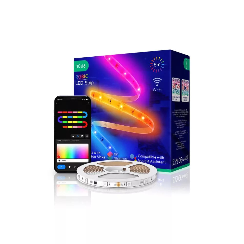 Nous F4 smart Tuya Wi-Fi RGBIC (chip-by-chip controllable) LED fita, 5 meters
