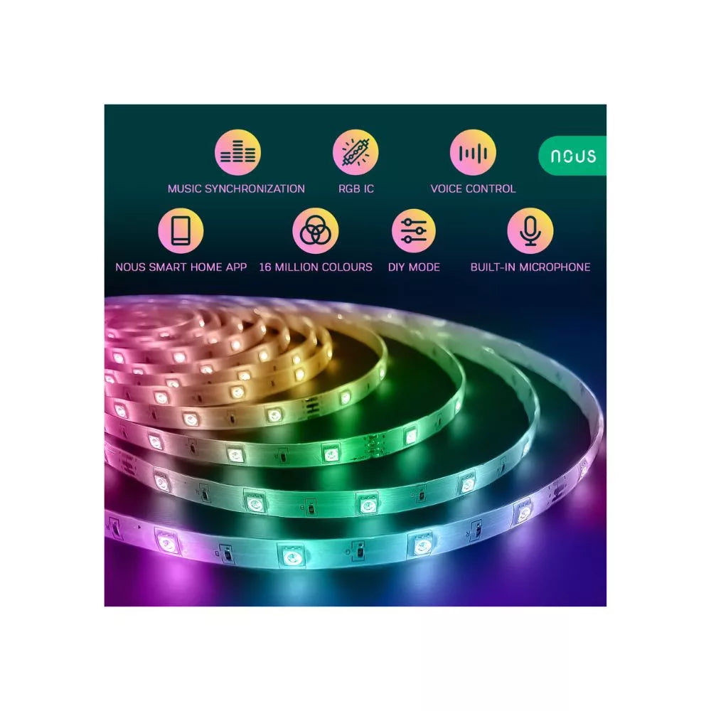 Nous F4 smart Tuya Wi-Fi RGBIC (chip-by-chip controllable) LED fita, 5 meters