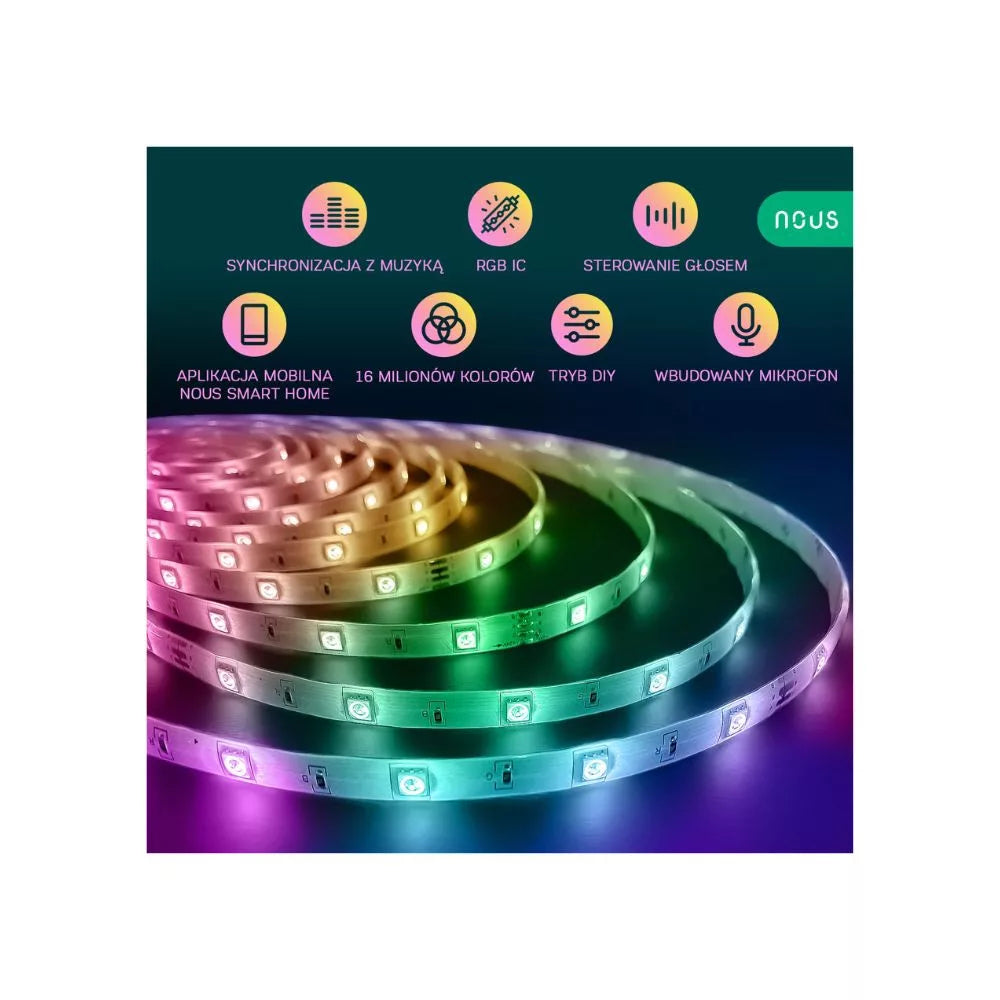 Nous F5 smart Tuya Wi-Fi RGBIC (chip-by-chip controllable) LED fita, 10 meters