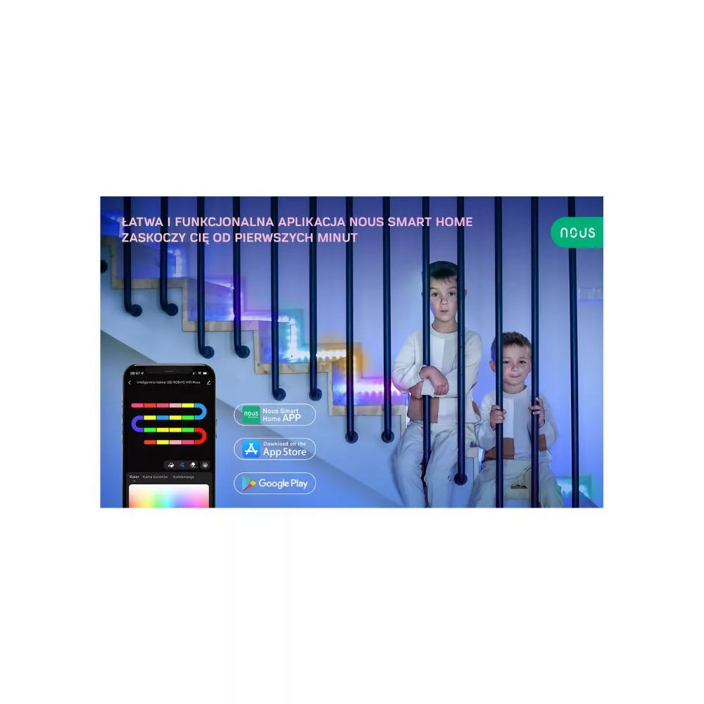 Nous F5 smart Tuya Wi-Fi RGBIC (chip-by-chip controllable) LED fita, 10 meters