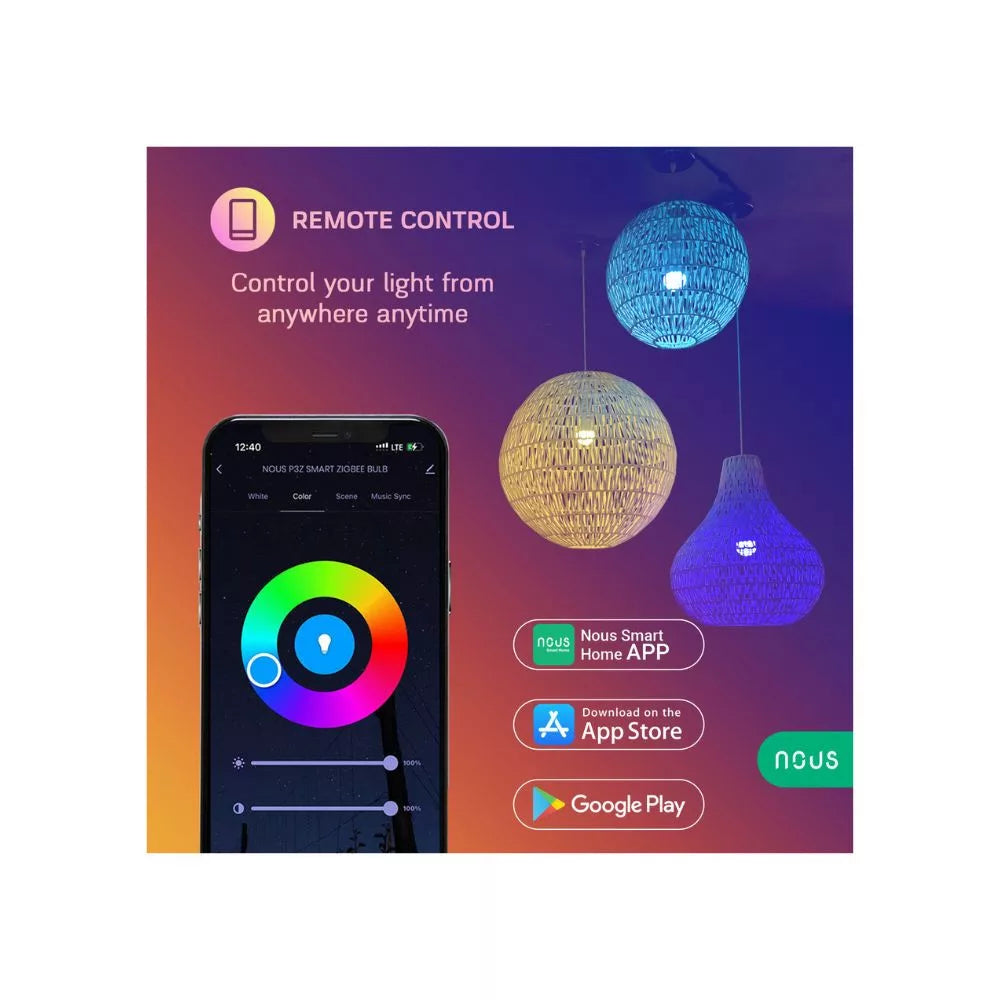 Nous P3Z smart Tuya Zigbee RGB lâmpada (E27 socket)