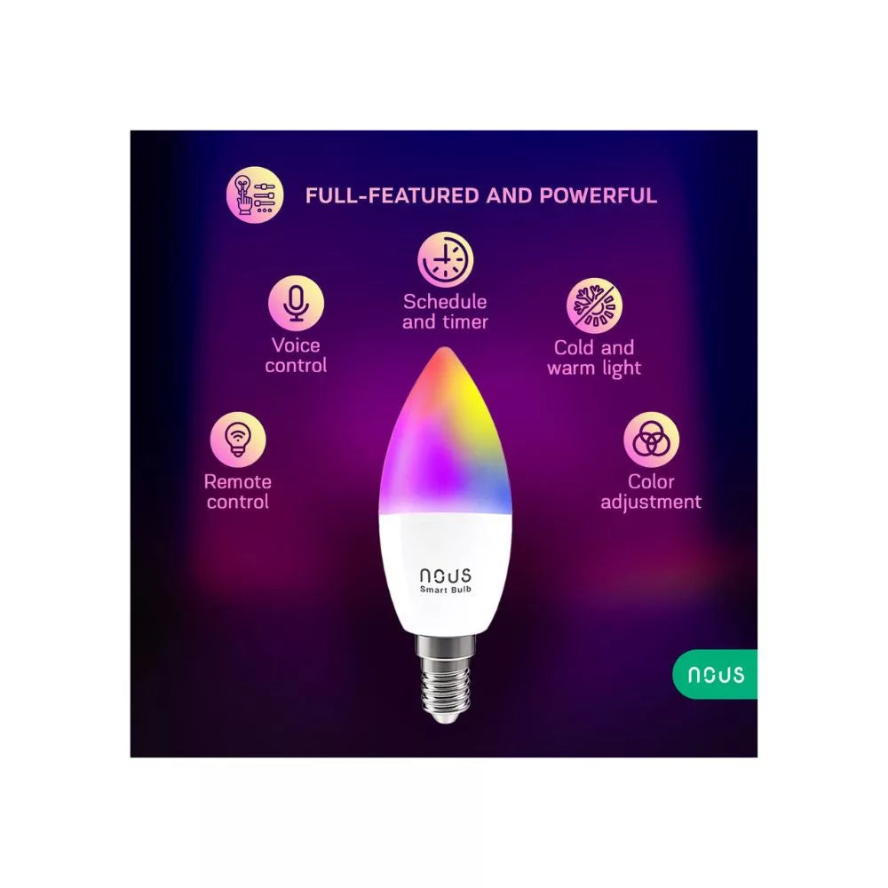 Nous P4 smart Tuya Wi-Fi RGB lâmpada (E14 socket), Matter compatible