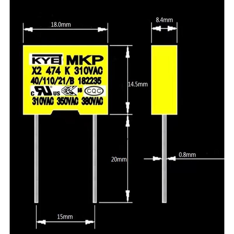 Pack 10 Condensadores Anti-Flicker LED 0.47uF 310V AC