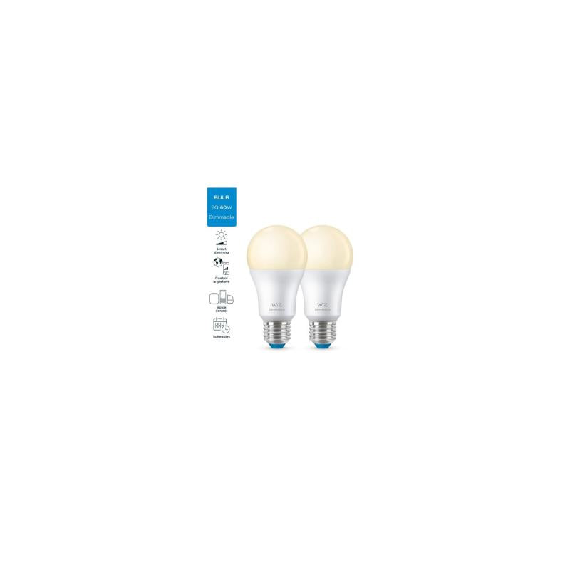 Pack 2 Lâmpadas Inteligentes LED E27 8W 806 lm A60 WiFi + Bluetooth Regulável WIZ