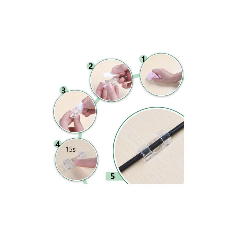 Pack 20 Agrafos Clip Auto-Adesivo Organizador Para Cabo Ø 10mm