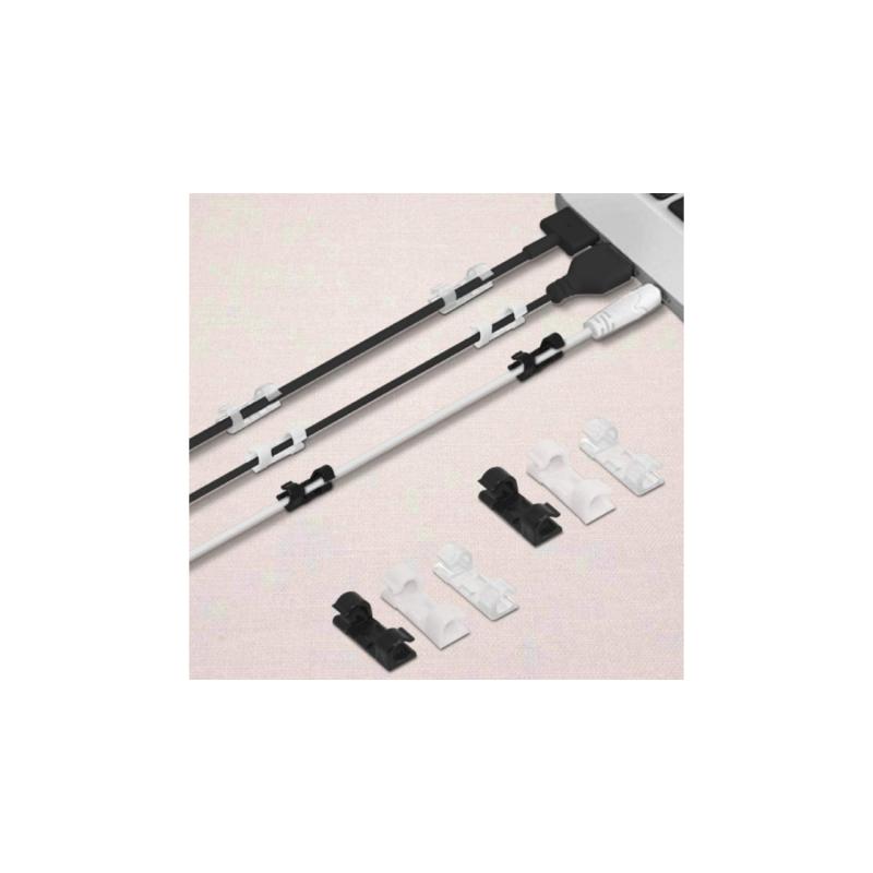Pack 20 Agrafos Clip Auto-Adesivo Organizador Para Cabo Ø 10mm