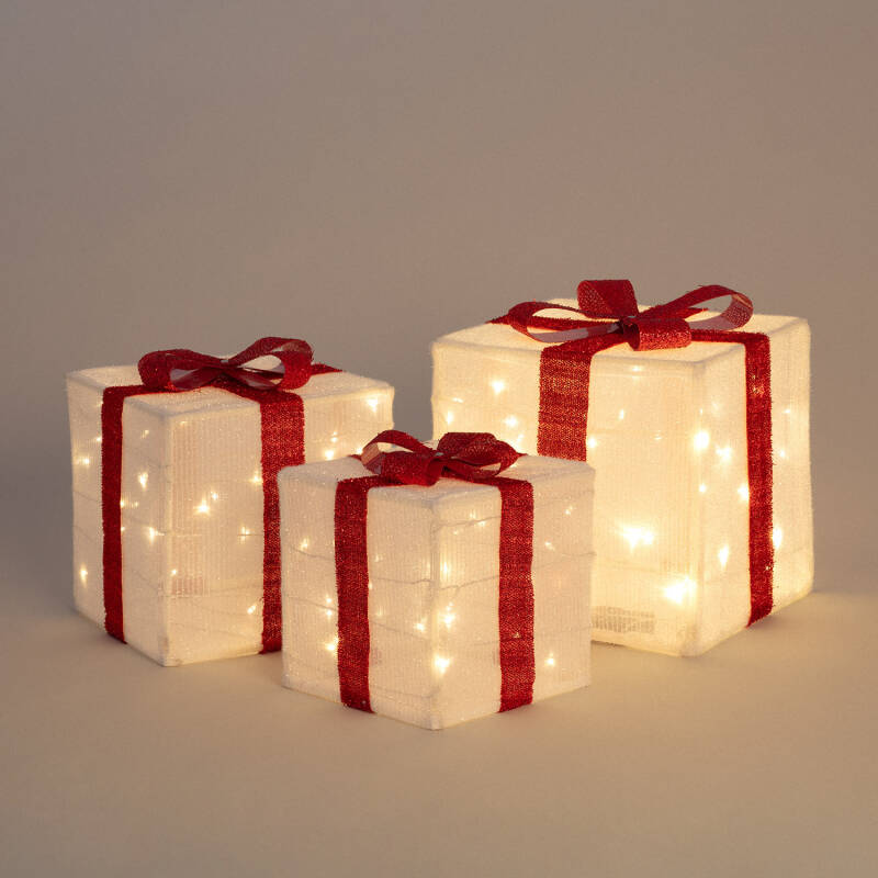Pack de 3 Caixas de Presente de Natal LED com Bateria Noelle