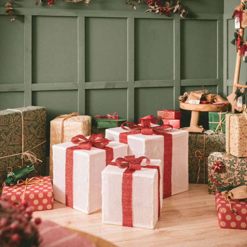 Pack de 3 Caixas de Presente de Natal LED com Bateria Noelle