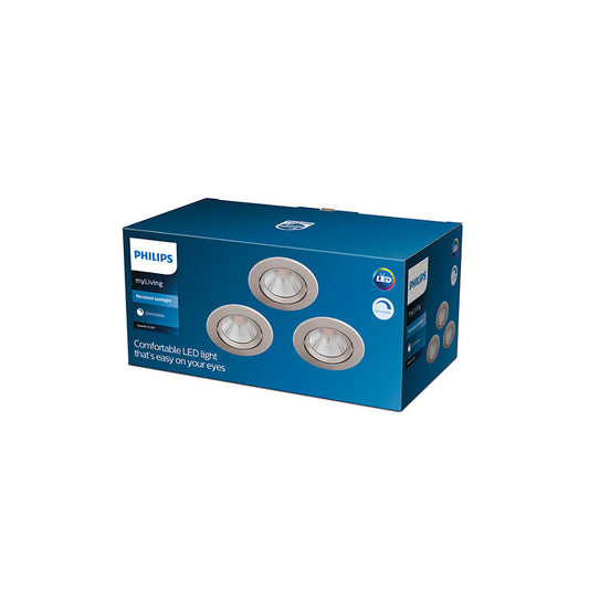 Pack de 3 Unidades Foco Downlight LED Regulável 5.5W PHILIPS Sparkle Corte Ø 70 mm