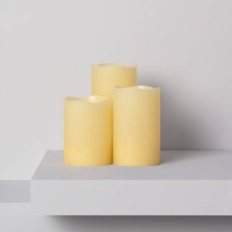 Pack de 3 Velas LED Cera Natural