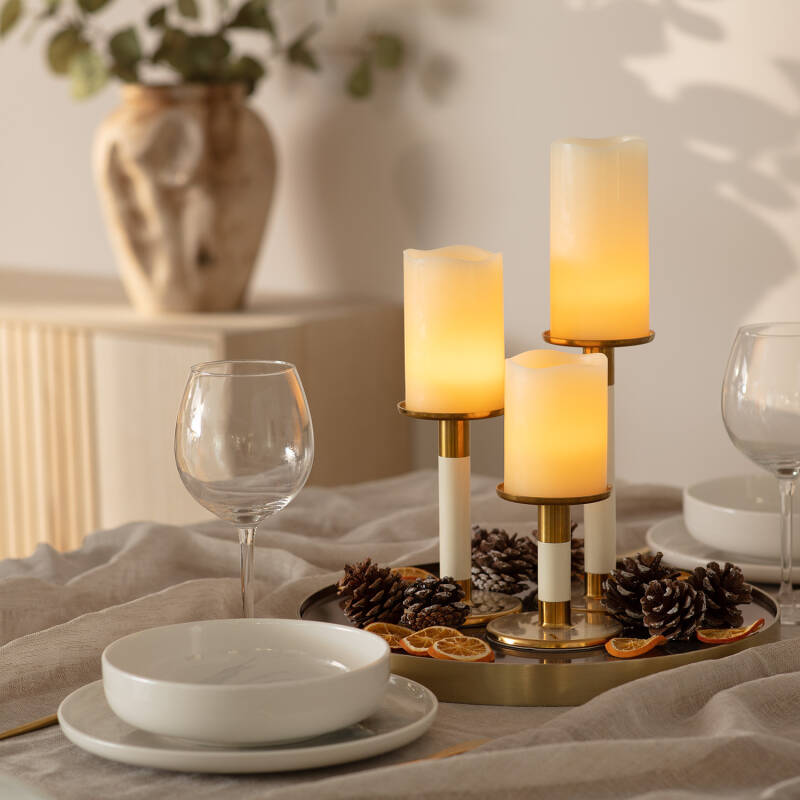 Pack de 3 Velas LED Cera Natural