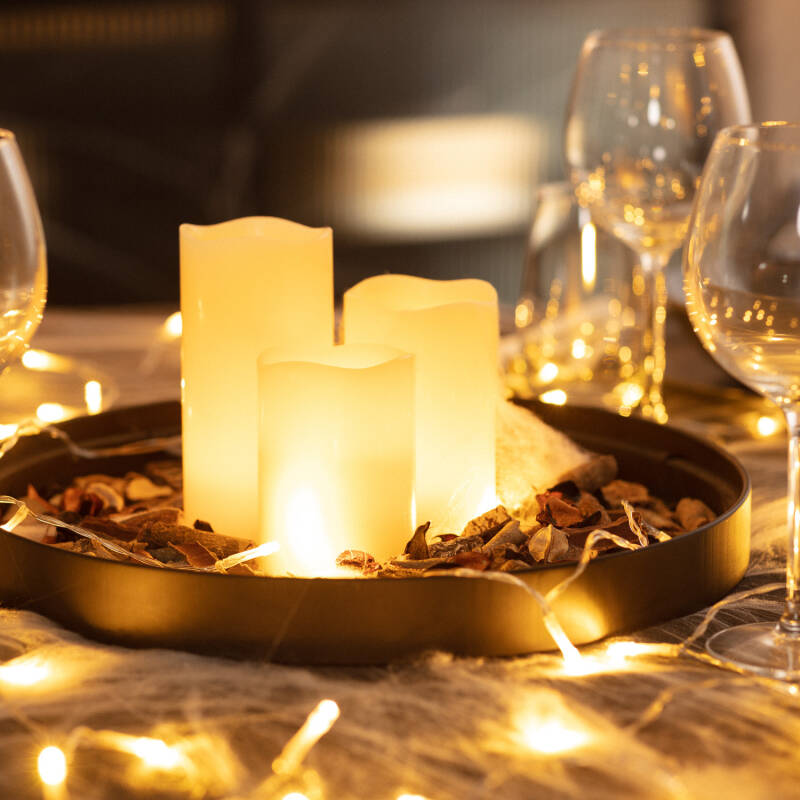 Pack de 3 Velas LED Cera Natural