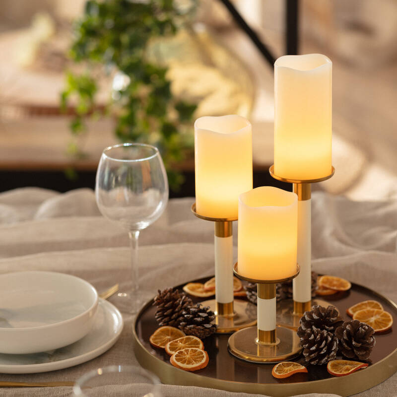 Pack de 3 Velas LED Cera Natural