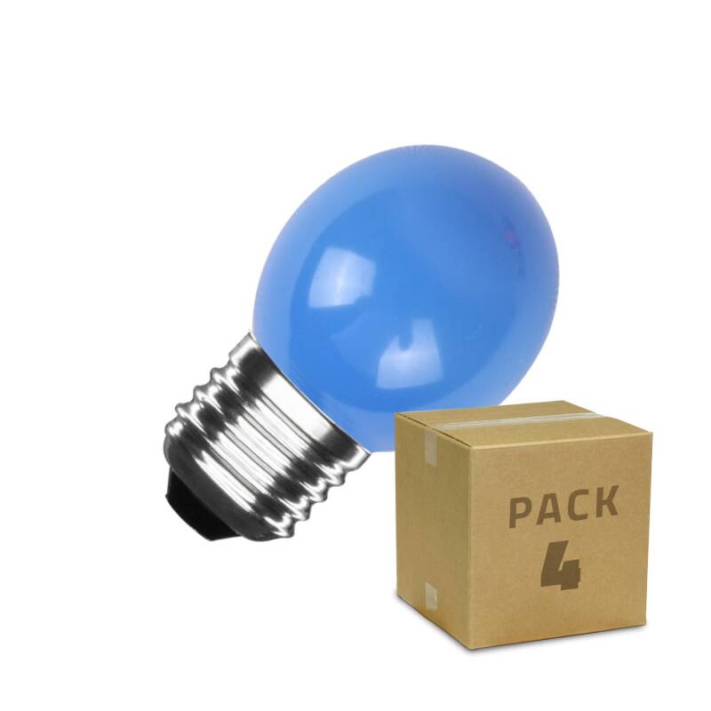 Pack de 4 Lâmpadas LED E27 3W 300 lm G45 Azul