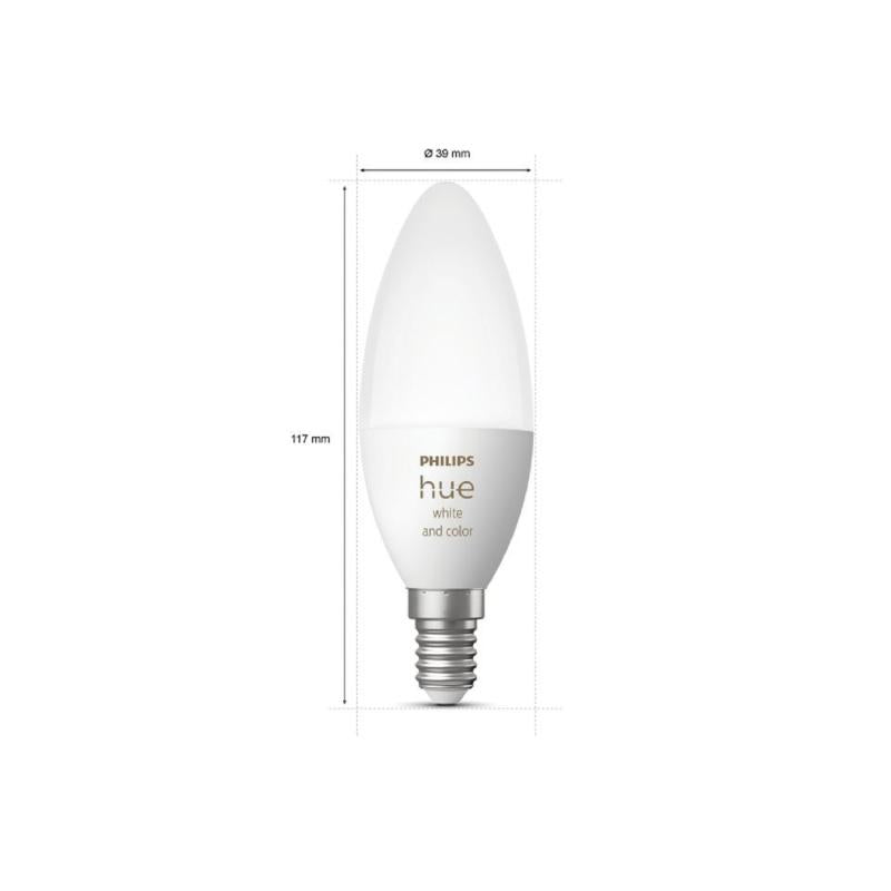 Pack Lâmpadas Inteligentes LED E14 2x4W 470 lm B39 PHILIPS Hue White