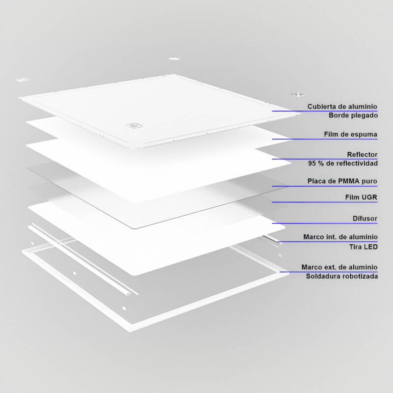 Painel LED 60x60 cm 36W 4300lm Slim Premium PMMA TPa Driver Philips Certadrive