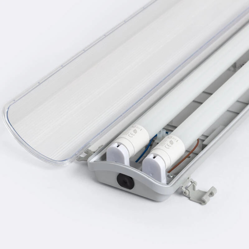 Armadura Hermética 120cm IP65 com dois Tubos LED Vidro 18W 140lm/W