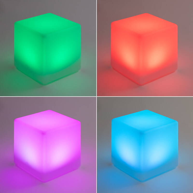 Cubo LED RGBW 30cm com Bateria Recarregável Solar + USB
