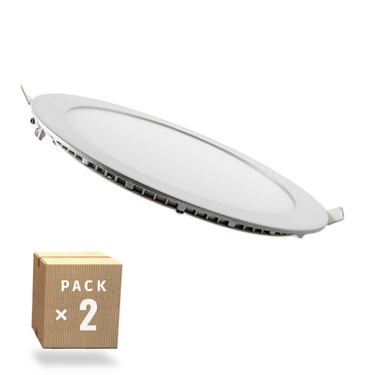 Pacote de 2 painéis LED 20W 2000Lm 6000ºK Circular 40.000H