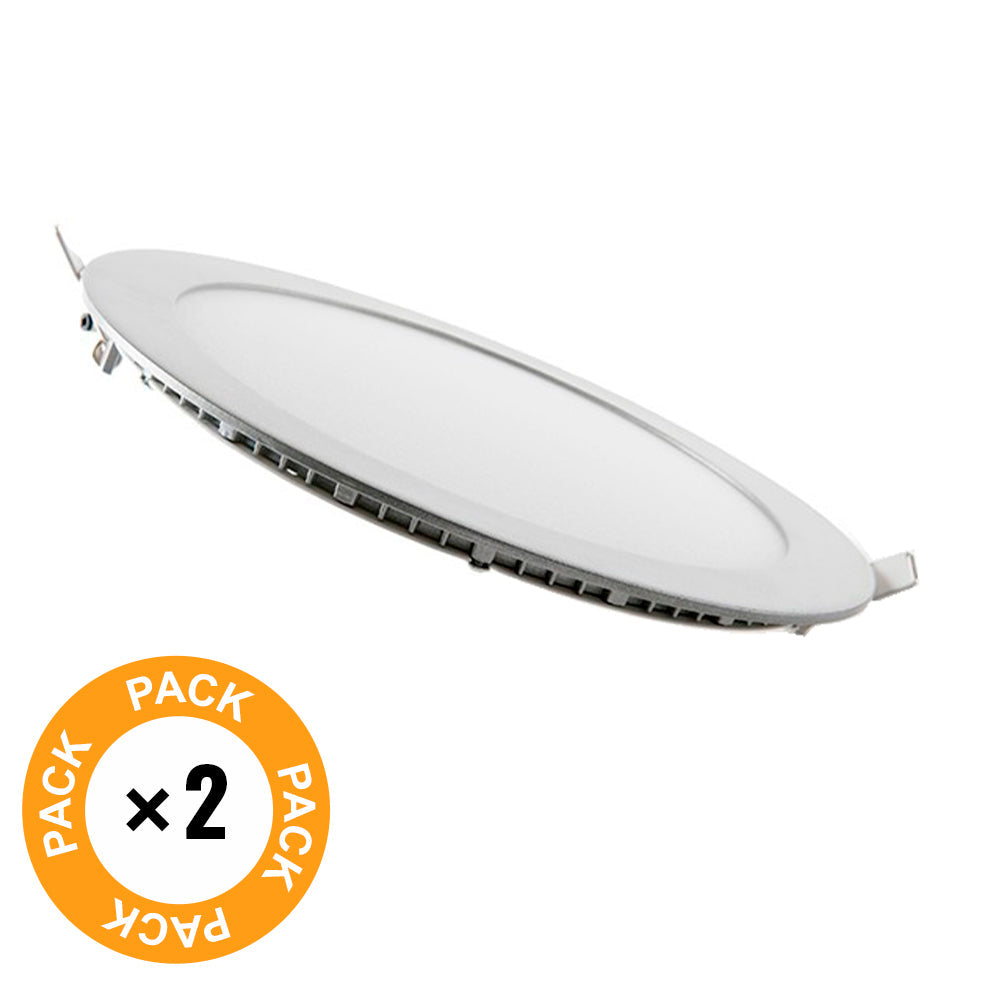 Pacote de 2 painéis LED 20W 2000Lm 6000ºK Circular 40.000H