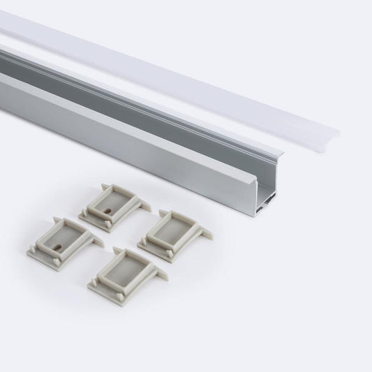 Perfil Alumínio Encastrável para Fita LED até 19 mm com Tampa Contínua