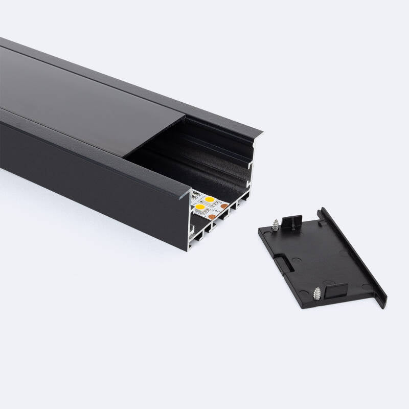 Perfil Alumínio Encastrável XL para Fitas LED até 45 mm com Tampa Continua