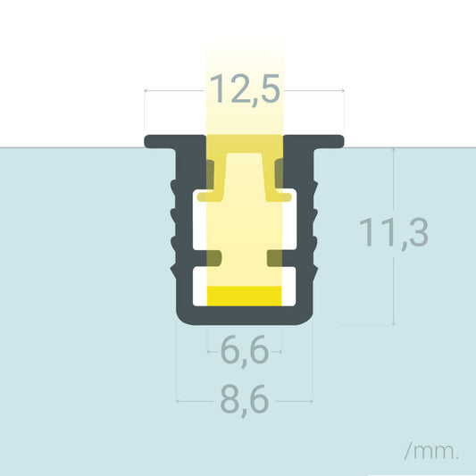 Perfil Alumínio Encastrável 2m para Fita LED até 6 mm