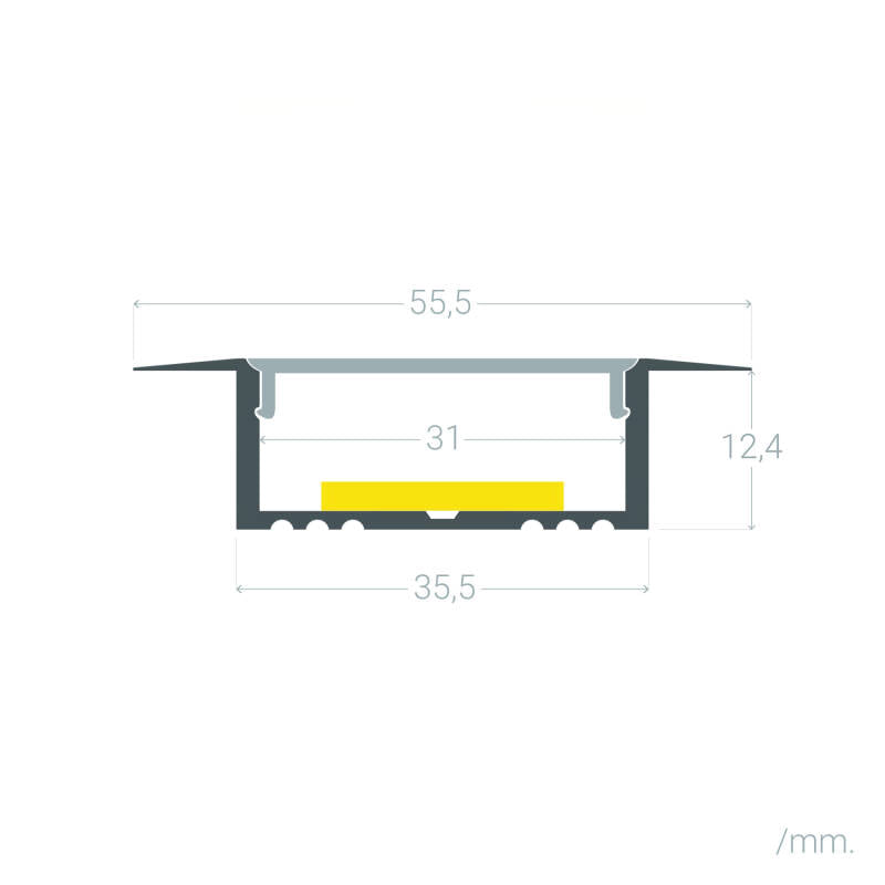 Perfil Alumínio Encastrável para Fita LED até 31 mm