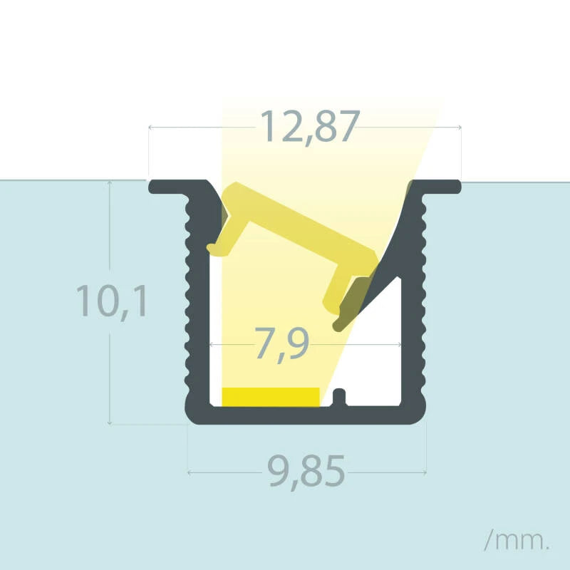 Perfil Alumínio Encastrável com Inclinação 30º 2m para Fita LED até 6 mm