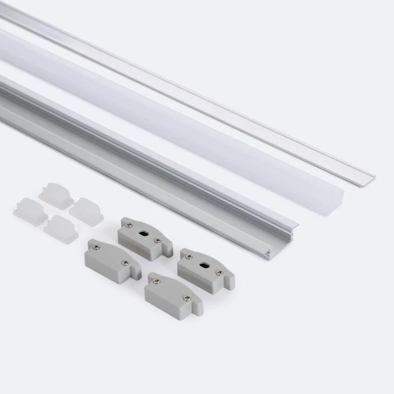 Perfil Alumínio Estanque IP65 Encastrável 2m para Fita LED até 8 mm