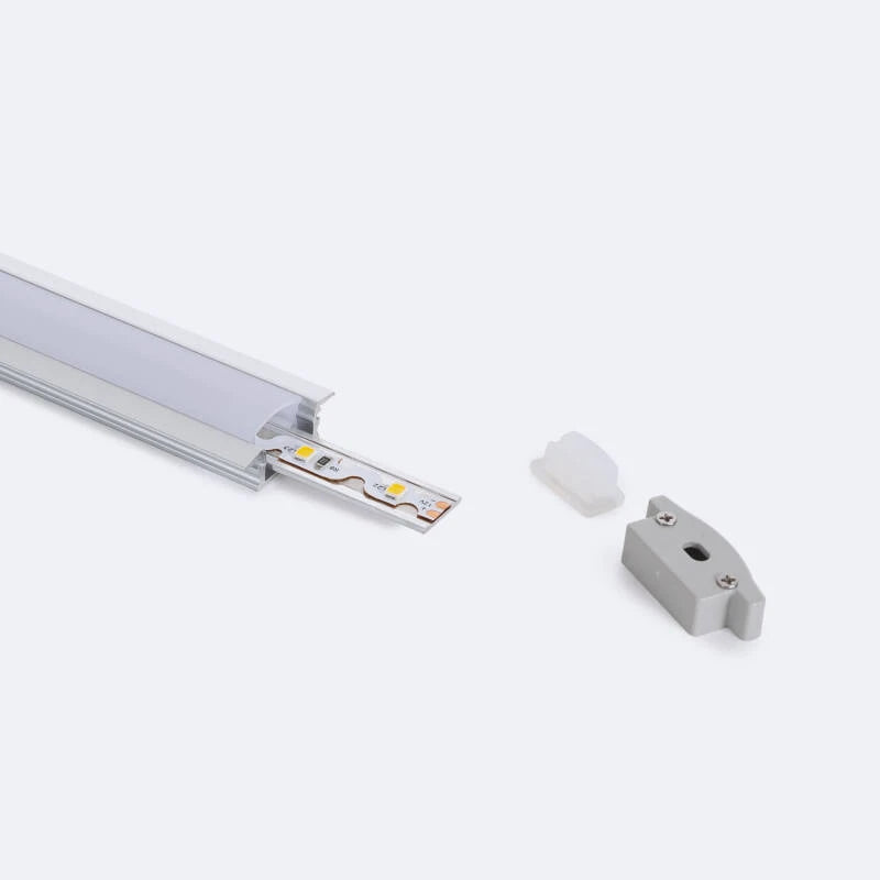 Perfil Alumínio Estanque IP65 Encastrável 2m para Fita LED até 8 mm