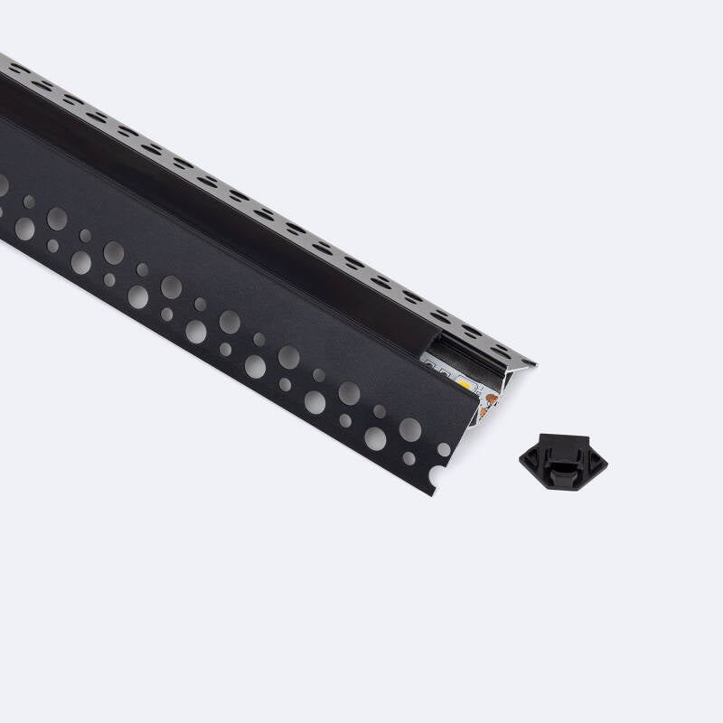 Perfil Alumínio Integração em Gesso / Pladur Esquina Arista Fita LED até 9 mm