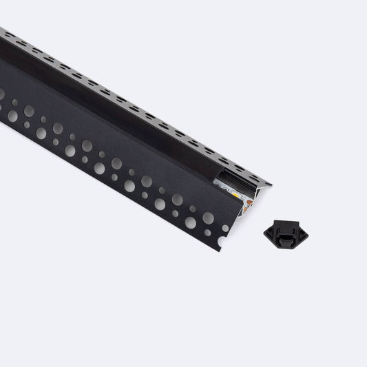 Perfil Alumínio Integração em Gesso / Pladur Esquina Arista Fita LED até 9 mm