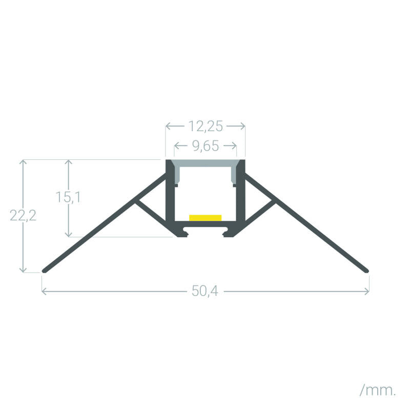 Perfil Alumínio Integração em Gesso / Pladur Esquina Arista Fita LED até 9 mm